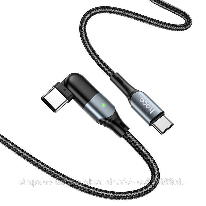 Дата-кабель Hoco U100 Type-C to Type-C (PD 100W,1.5 м,ткань,поворотный) цвет: черный