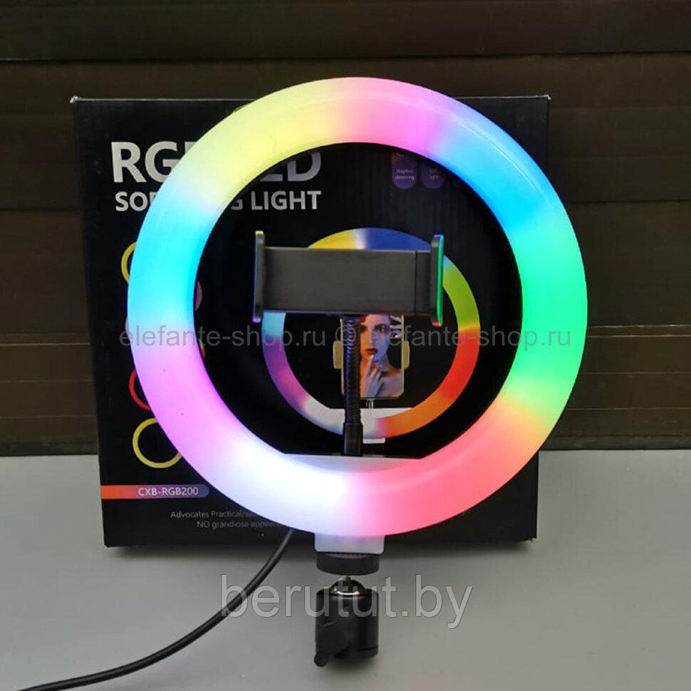 Кольцевая лампа 33 см RGB LED +Штатив 220 см +Пульт +Держатель телефона (Светодиодная лампа для селфи) - фото 6 - id-p169140298