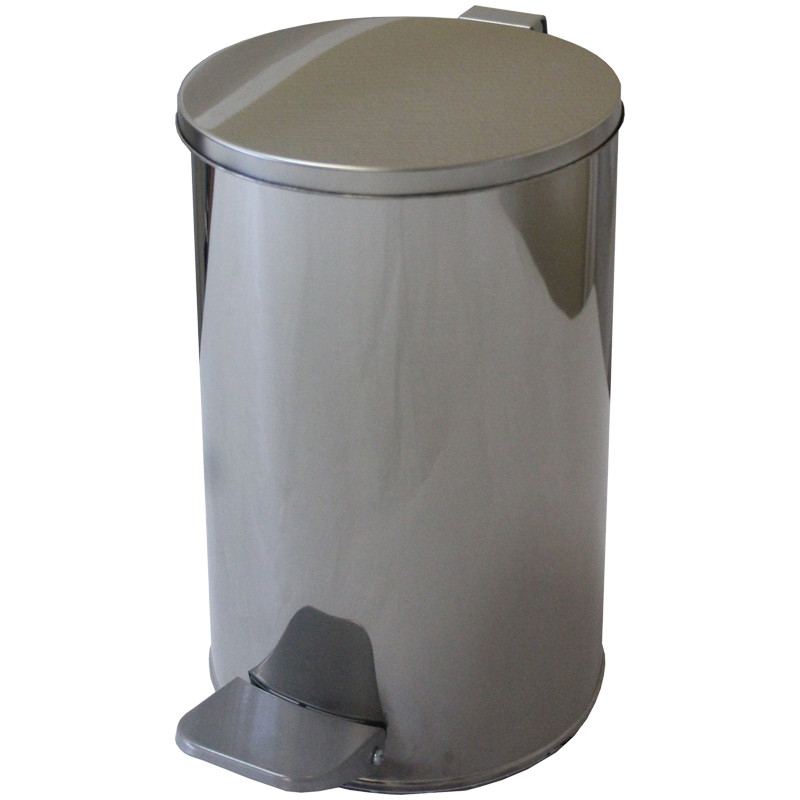 Контейнер для мусора (урна) Титан, 10л, с педалью, круглое, металл, хром - фото 1 - id-p169162256