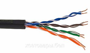 Кабель UTP 4PR 24AWG, CU (медь), CAT5e, 100МГц, PE черный, (OUTDOOR) (бухта 25 м) REXANT