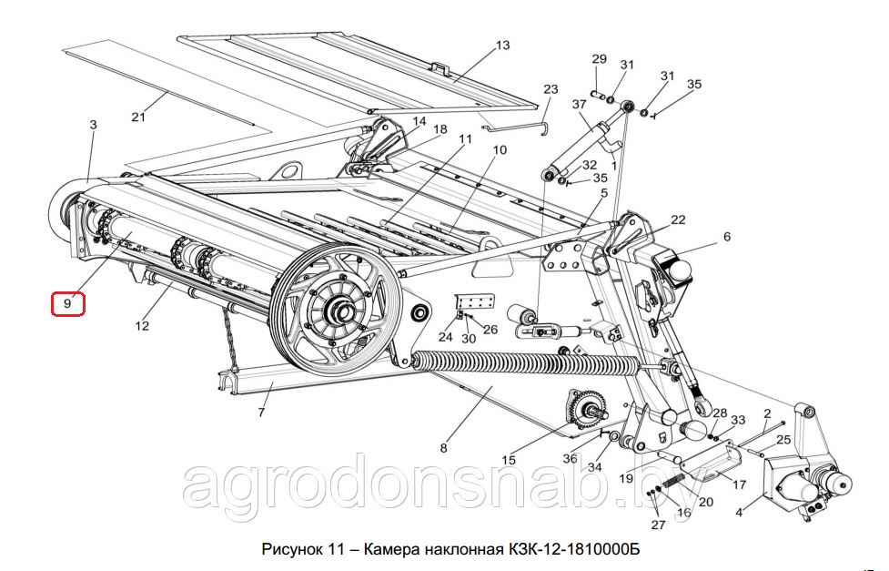 Вал верхний наклонной камеры для сим. тр-ра КЗК-12-1813000А