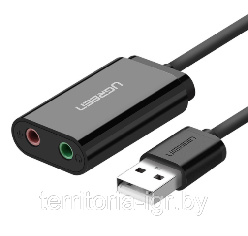 Внешняя звуковая карта 30724 USB 2.0 Stereo Sound Adapter черный Ugreen - фото 1 - id-p169196935