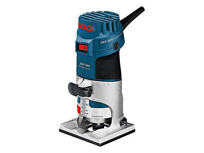 Фрезер кромочный BOSCH GKF 600 в чем. + аксессуары (600 Вт, цанга 6/8 мм, 33000 об/мин)