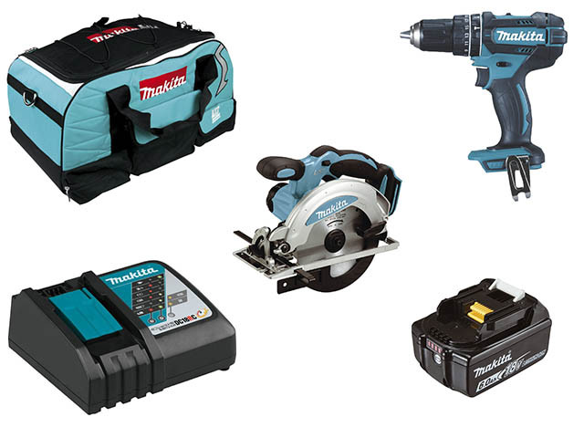 Набор аккумуляторного инструмента MAKITA в сумке (5 пр.) (DHP482Z, 630793-1, 632F69-8, 831278-2, DSS610Z)