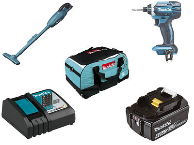 Набор аккумуляторного инструмента MAKITA в сумке (5 пр.) (DTD152Z, 630793-1, 632G12-3, 831271-6, DCL180Z)