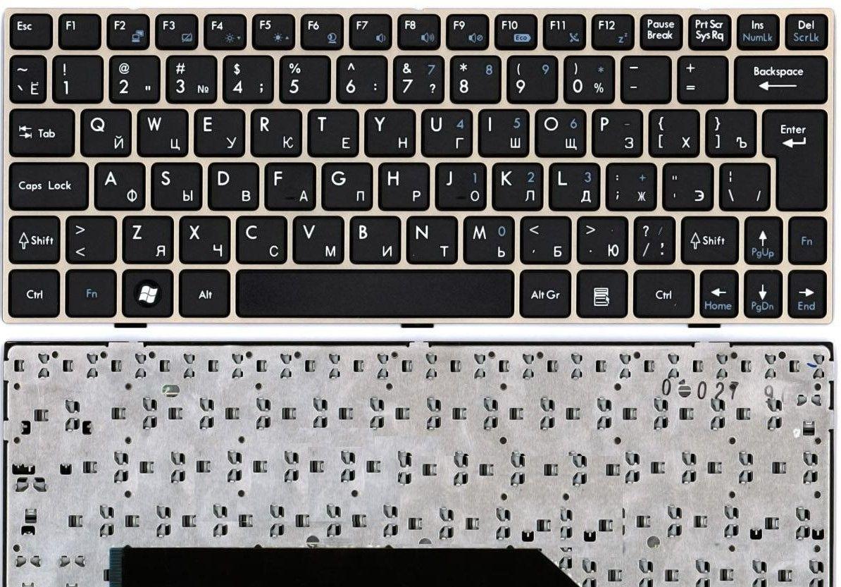 Клавиатура для ноутбука MSI L1350 черная рамка, бронзовая
