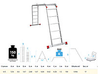 Лестница алюм. многофункц. трансформер 4х5 ступ., шир. 400 мм, 17кг NV3320 Новая высота (Максимальная нагрузка