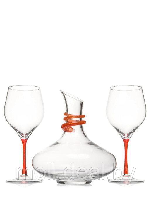 НЕМАН Набор для вина стеклянный: декантер 1,3 л 1 шт + бокалы 500 мл 2 шт - фото 1 - id-p169181986