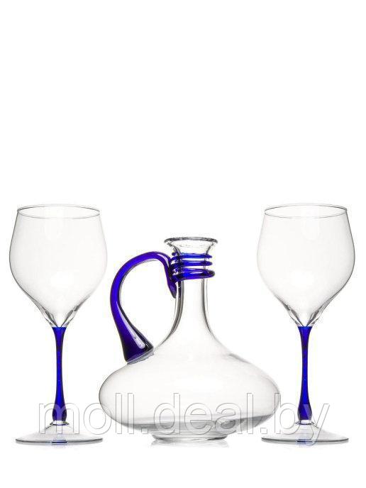 НЕМАН Набор для вина стеклянный: декантер 1 л 1 шт + бокалы 500 мл 2 шт - фото 1 - id-p169182016