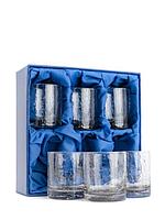 НЕМАН Стеклянные стаканы для виски, техника Кракле, 200 мл, 6 шт МИКС