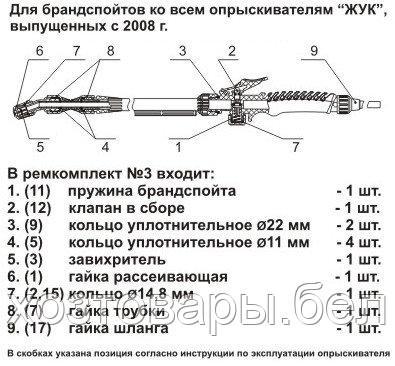 Ремкомплект №3 для брандспойта ЖУК - фото 2 - id-p165712180