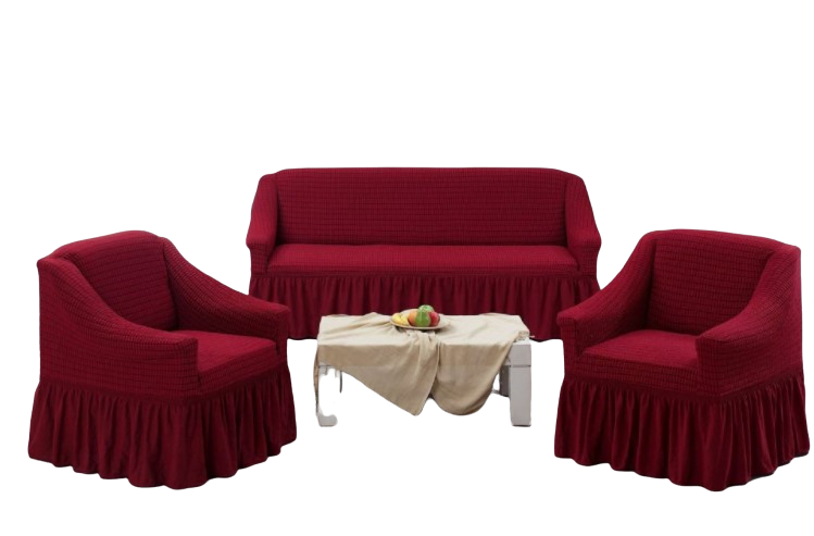 Чехол на диван 3х местный либо 2х местный + 2 кресла "Бордовый" - фото 1 - id-p164195018