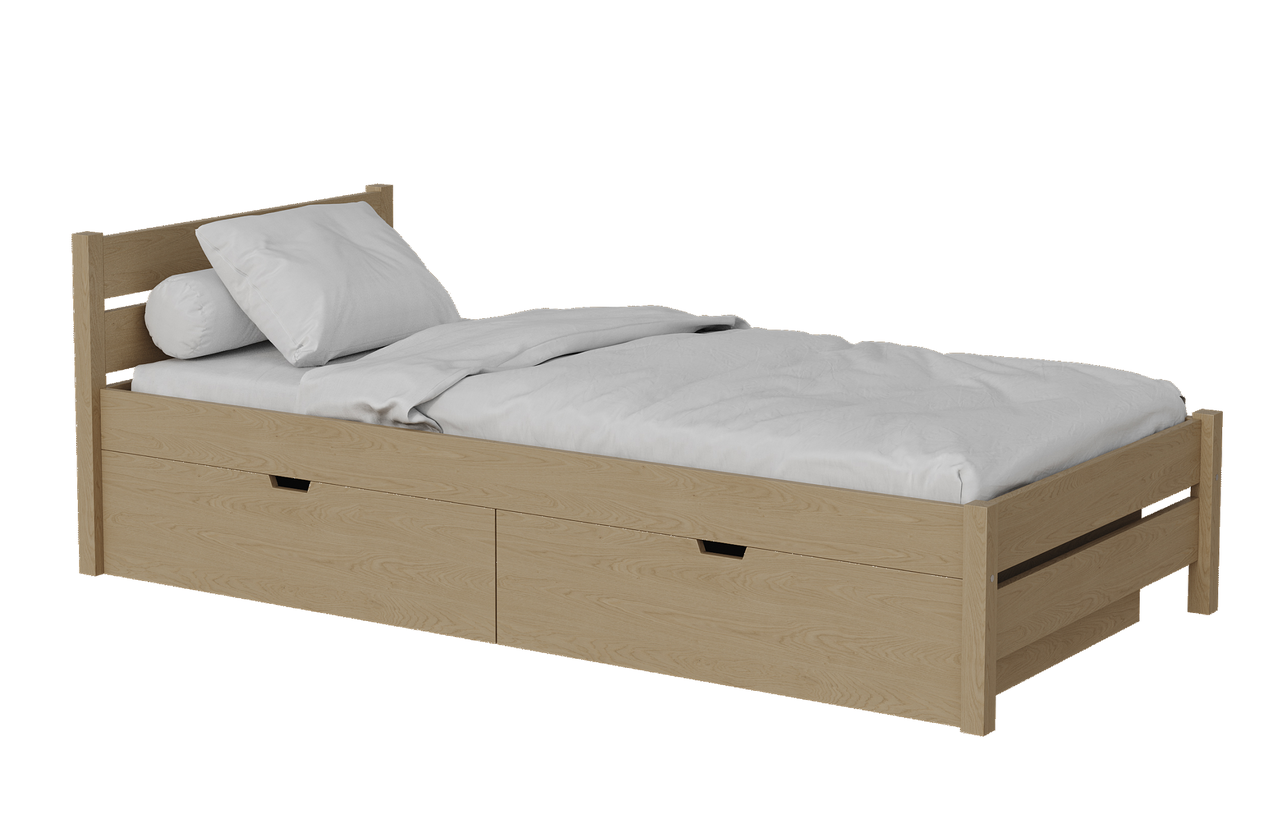 Односпальная кровать из массива с ящиками "Лотос-2" цвет натуральная сосна