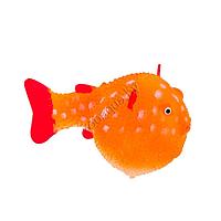 GL-268360 GLOXY Рыба шар на леске оранжевая, 8х5х5,5см Флуорисцентная аквариумная декорация