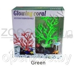 Meijing Aquarium AM0015G Светящийся коралл, зеленый 16,516,5см. - фото 1 - id-p145038680