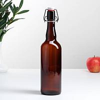 Бутылка бугельная с пробкой 0,75 л, цвет коричневый.