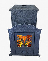 Печь-камин чугунная "Verona" 50 ЗК-нерж, в КАМЕННОЙ ОБЛИЦОВКЕ