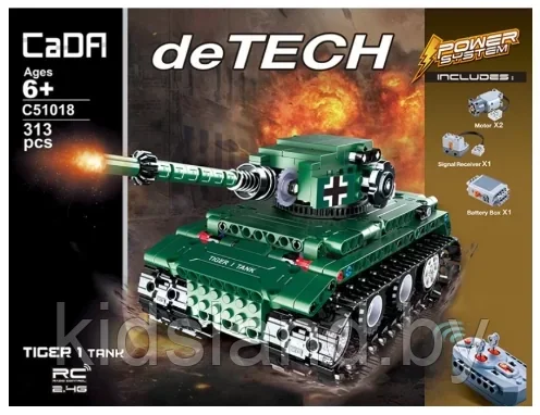 Конструктор  CaDa танк "Tiger" на р/у,  313 дет.арт.C51018W