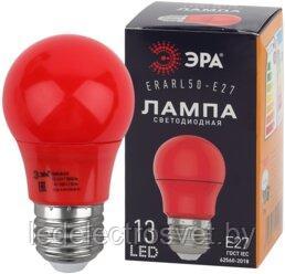 Лампа ERABL50-E27 LED A50-3W-E27 (диод. груша красная, 13SMD, 3W, E27, для белт-лайт) ЭРА - фото 1 - id-p169201683