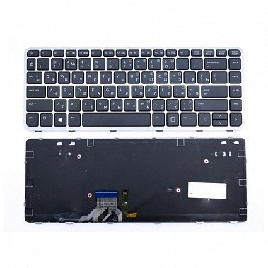 Клавиатура для ноутбука HP EliteBook Folio 1040 G2 черная, рамка серая, с подсветкой - фото 1 - id-p169345912