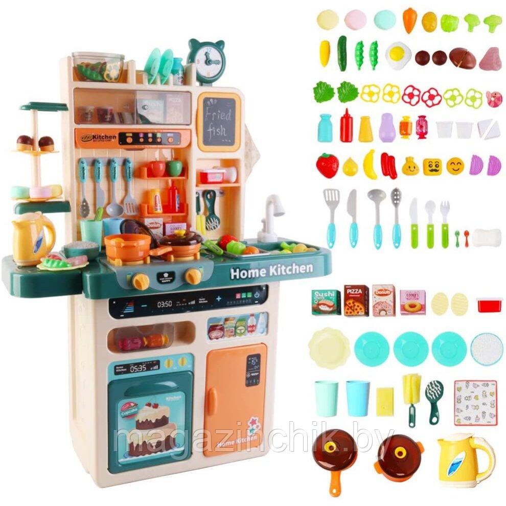 Высокая детская кухня 92,2 см, вода, свет, звук, пар, 80 предметов, холодильник, WD-r39 - фото 1 - id-p169353554