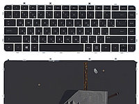 Клавиатура для ноутбука HP Envy 4-1000 черная с серебристой рамкой и подсветкой