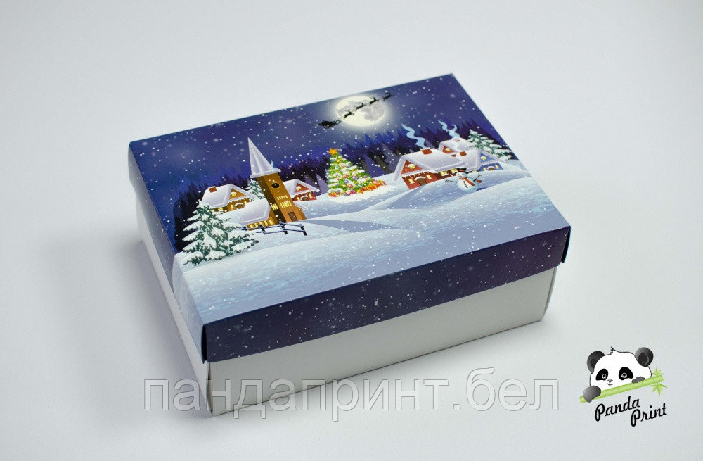 Коробка 270х190х100 Рождественская ночь (белое дно)
