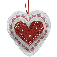 Елочные украшения "Сердце" 0,5x9x9 см красно-белое 520402-2