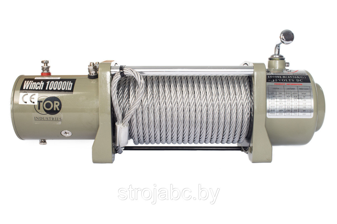 Автомобильная лебедка TOR ЛА S10000 г/п 4536 кг 28 м 24V