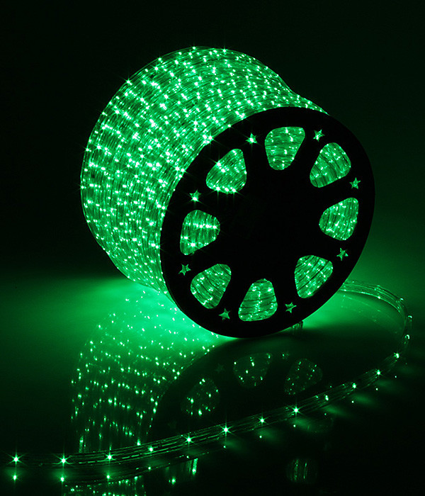 Светодиодный Дюралайт Ø13 мм Зеленый, 36 LED/м, Свечение 180°, IP65, Бухта 100м - фото 1 - id-p169363038