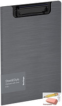 Папка-планшет с зажимом Berlingo Steel&Style A5+, пластик (полифом), серебристый металлик