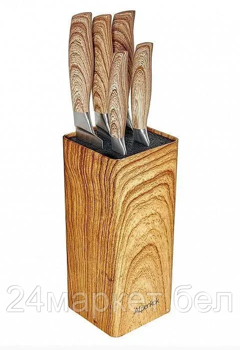Кухоннные ножиAK-2105 Набор кухонных ножей на подставке, 6 пр. ALPENKOK - фото 1 - id-p169263164