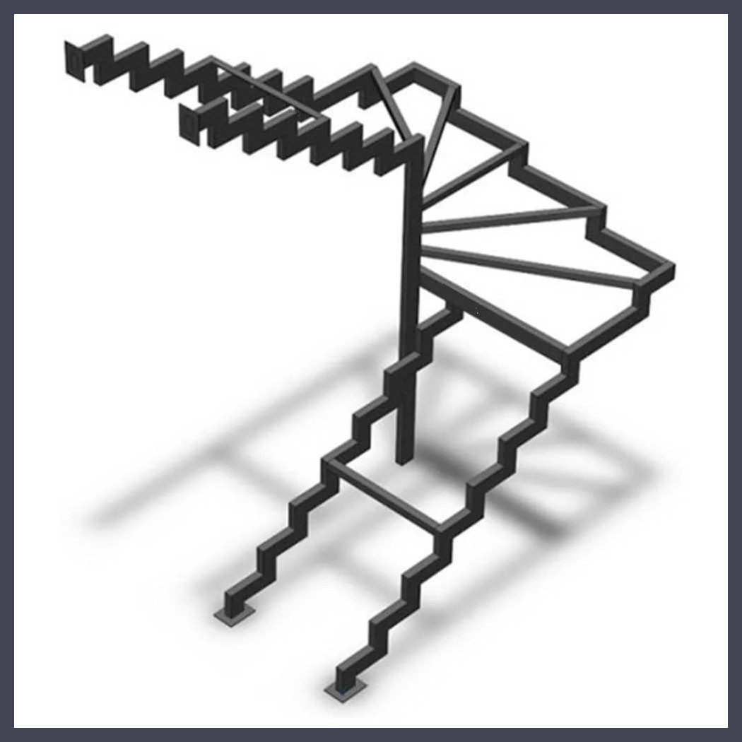 Лестницы на металлокаркасе, косоур лестницы модель 42