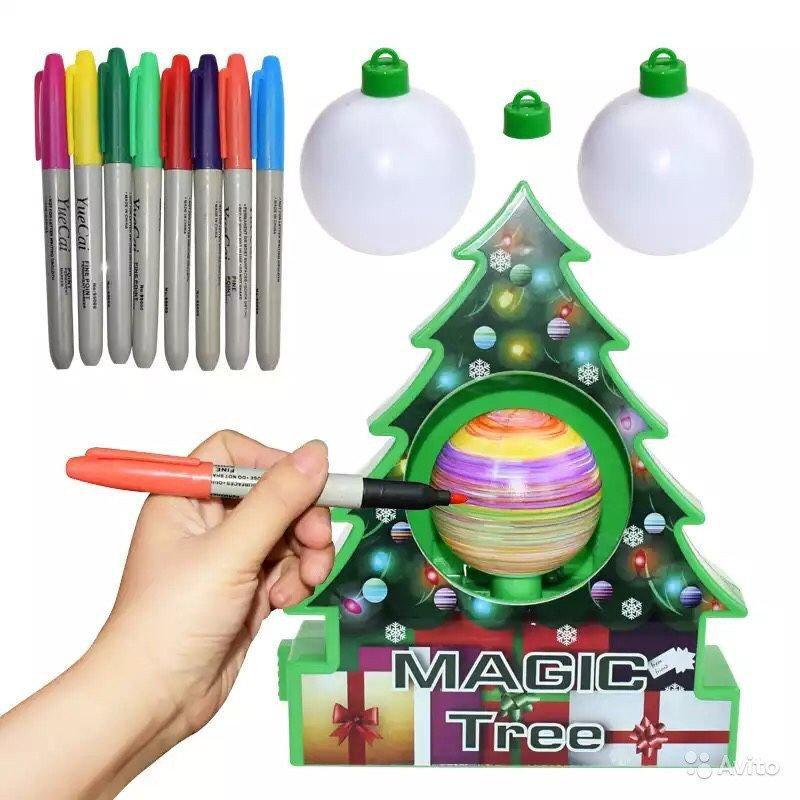 Набор для раскрашивания новогоднего шара Magic Tree (Ёлочка, 3 шара, 8 маркеров) - фото 3 - id-p169379191