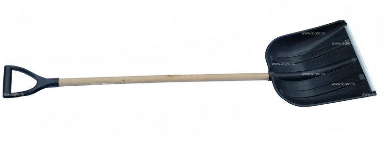 Лопата пластмассовая ПАМИР ШхД 42х41см с алюминиевой планкой, с деревянным черенком высшего сорта  и V-руч.