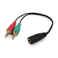 Аудио-переходник Cablexpert CCA-418K, джек 3.5 x 2 (наушники+микрофон) (папа) -&gt; джек 3.5 4pin (мама