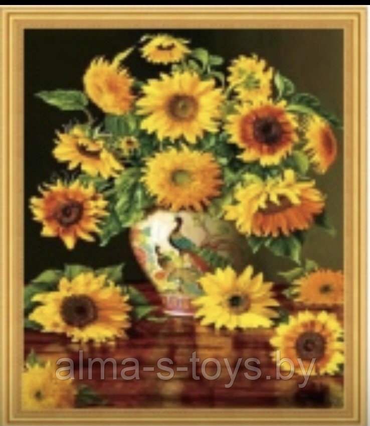 Алмазная мозаика подсолнухи 50*40 квадратные стразы