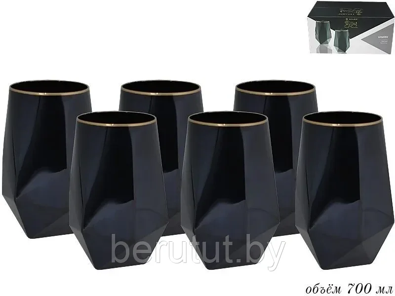 Набор из 6 стаканов 700мл Lenardi Diamond черный - фото 2 - id-p169386224