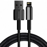 Кабель Baseus Tungsten Gold Fast Charging Data Cable USB to iP 2.4A 1m (CALWJ-01) черный