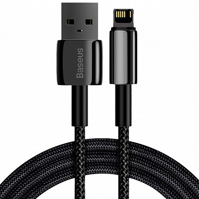 Кабель Baseus Tungsten Gold Fast Charging Data Cable USB to iP 2.4A 1m (CALWJ-01) черный - фото 1 - id-p169391294