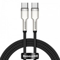 Кабель Baseus CATJK-C01 Cafule Series Metal Data Cable Type-C to Type-C 100W 1m черный