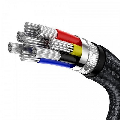 Кабель Baseus CATJK-C01 Cafule Series Metal Data Cable Type-C to Type-C 100W 1m черный - фото 2 - id-p169391298