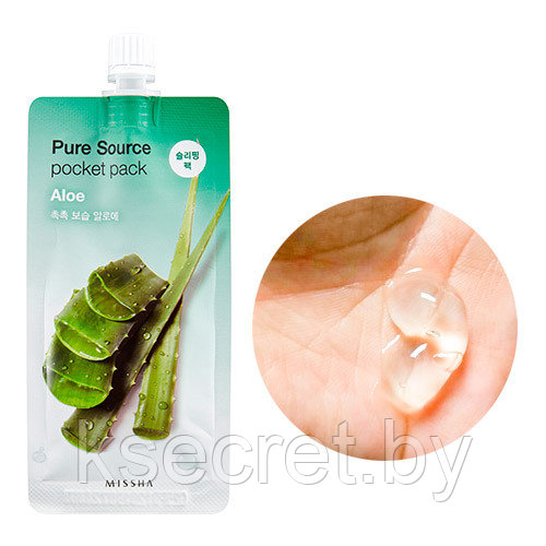 Ночная маска для лица MISSHA Pure Source Pocket Pack (Aloe) 10мл - фото 4 - id-p169394517