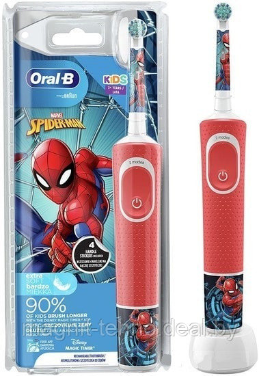 Электрическая зубная щетка Braun Oral-B Kids Spiderman (D100.413.2K) - фото 1 - id-p169406193