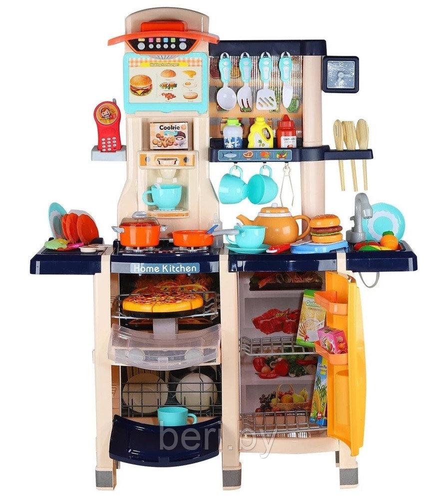 MJL-89 Кухня детская игровая, высота 100 см, вода, паром, звук, 65 предметов, синяя - фото 2 - id-p169413726