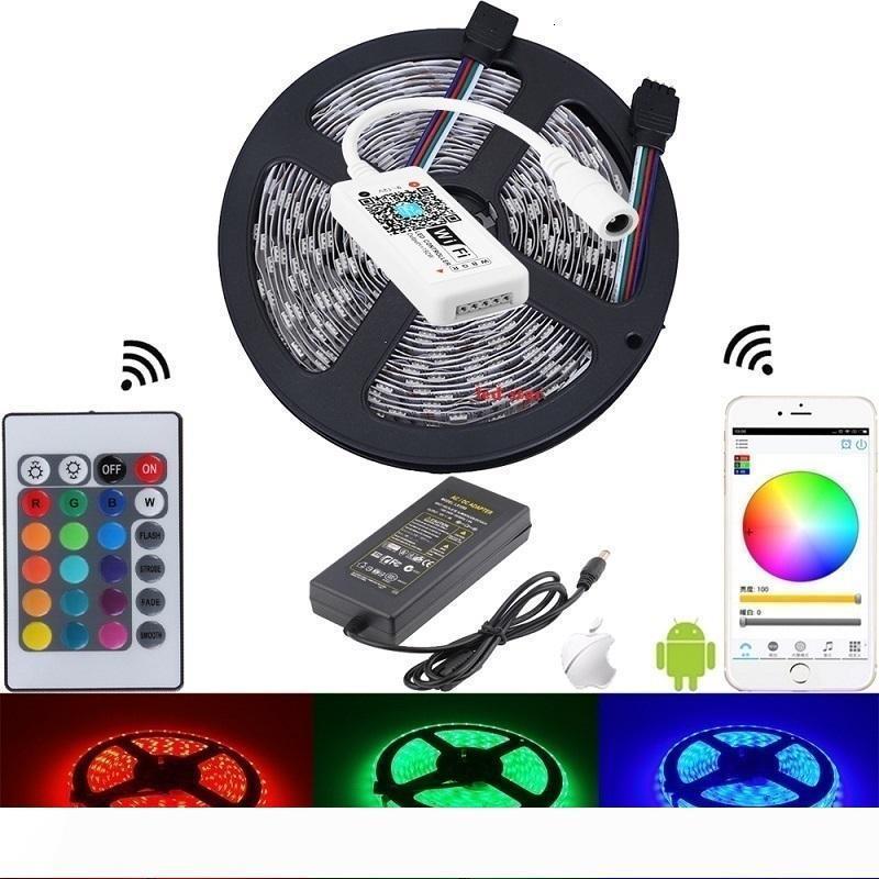 Светодиодная лента RGB LED STRIP 5 м с пультом и управлением с телефона - фото 1 - id-p169431898