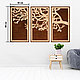 Декоративное деревянное модульное панно "Ветки дерева" (размер 58*30 см) №9 с подложкой, фото 2
