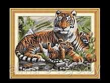 Алмазная мозаика 30*40 5Д семейство тигров