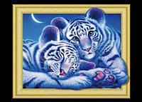 Алмазная мозаика 30*40 5Д милые тигрята