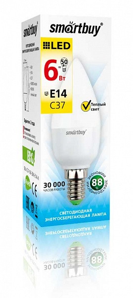 Светодиодная (LED) Лампа C37-07W/3000/E14 Smartbuy